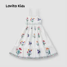 (BKF3) Lovito Kids Vestido Fofo com Franzido para Menina Ideal para primavera/verão L153ED169
