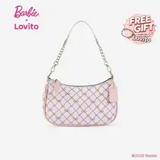 [Mid Year Sale](New Arrival) Barbie™ X Lovito Elegante Bolsa de Ombro Pequena de Metal Rosa para Mulheres LBL2AD011