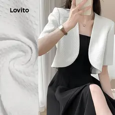 Lovito Casual Blazer Simples Outono/inverno Blazer Branco para Mulheres L156AD182