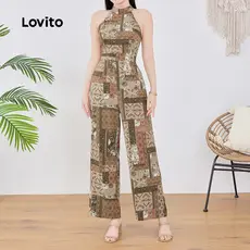 (New) Lovito Macacão Casual Macio e Confortável para Primavera/verão para mulheres L143EDD100