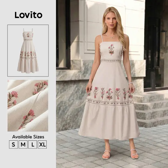 Lovito Vestido Casual de Primavera/verão para mulheres LBL30167
