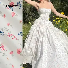 Lovito Férias Vestido Clássico E Versátil Com Pregas Drapeadas Para Primavera/verão Ideal Para Mulheres L144AD083