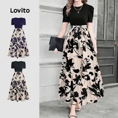 Lovito Vestido Casual Falso 2 em 1 Primavera/verão para Mulheres L155AD089