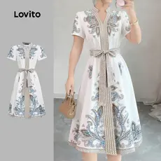 Lovito Vestido Boho Com Zíper Formal Casual Oficial Para Primavera/verão Feminino L152LD053