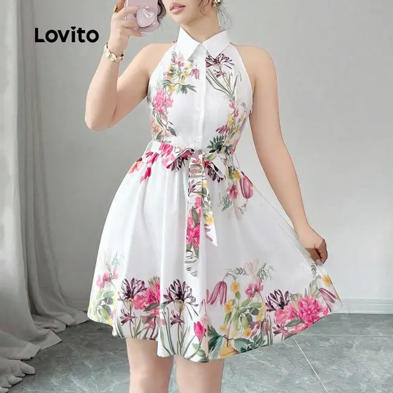 Lovito Vestido Boho Primavera/verão para Mulheres LK2LD147