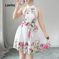 Lovito Vestido Boho Primavera/verão para Mulheres LK2LD147