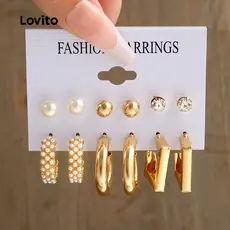 Lovito Conjunto Casual de 5 Pares de Brincos combinados LFA99144