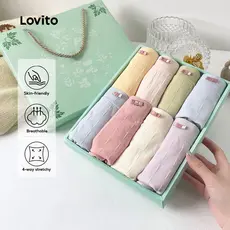 Lovito Conjunto de 8 Calcinhas de Algodão, Respiráveis e Elásticas, Multicoloridas para Mulheres LNE1132X066