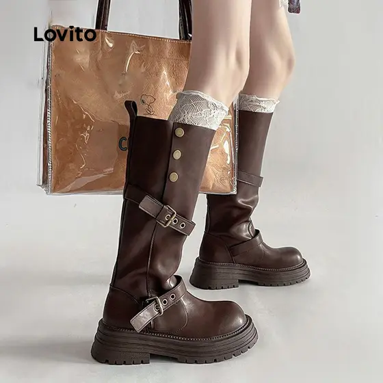 Lovito Botas Casuais de Plataforma para mulheres LFA97043