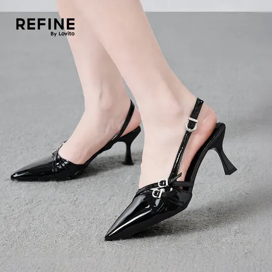 Lovito Saltos Elegantes de Metal para mulheres LR24E033