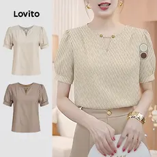 Lovito Blusa Casual com Recortes e Botões Primavera/verão para Mulheres L177ED288
