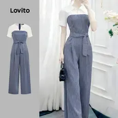 Lovito Macacão Elegante com Amarração Primavera/verão Macacão Feminino LK2EDD100