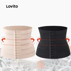 Lovito Casual Shapewear Pele-friendly 4-way Elástico Modelador Preto Controle de barriga LNE130108