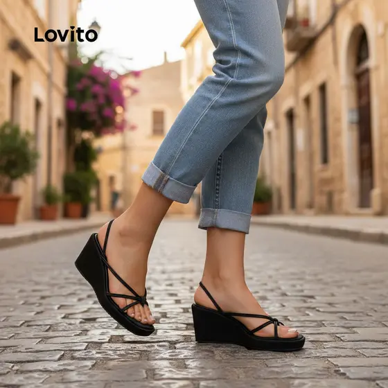 Lovito Sandálias Planas Femininas Casuais Clássicas e Versáteis LFA91159