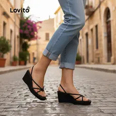 Lovito Sandálias Planas Femininas Casuais Clássicas e Versáteis LFA91159