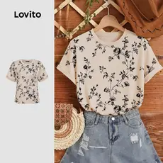 Lovito Camiseta Feminina Boho Colorblock Multicolorida Para Primavera/verão LK3ED021