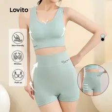 Lovito Conjunto Esportivo Esportivo Empina Bumbum com Controle de Barriga LNA129032