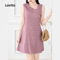 Lovito Vestido Feminino Elegante Assimétrico Cinza e Rosa para Primavera/Verão L155ED775