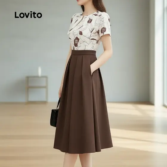 Lovito Vestido feminino em tecido floral elegante para Primavera/Verão L165ED271