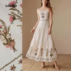 Lovito Vestido Casual Feminino Primavera Verão LBL30167