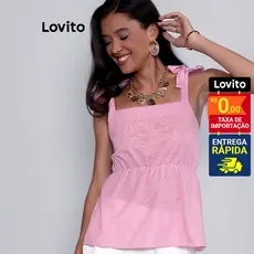 Lovito Blusa Alça com Laço Bata Moda Feminina Basica LB991BRL1021
