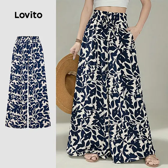 Lovito Calça Casual com Bolso Modelo de Relaxamento Primavera/verão para Mulheres L177ED1093