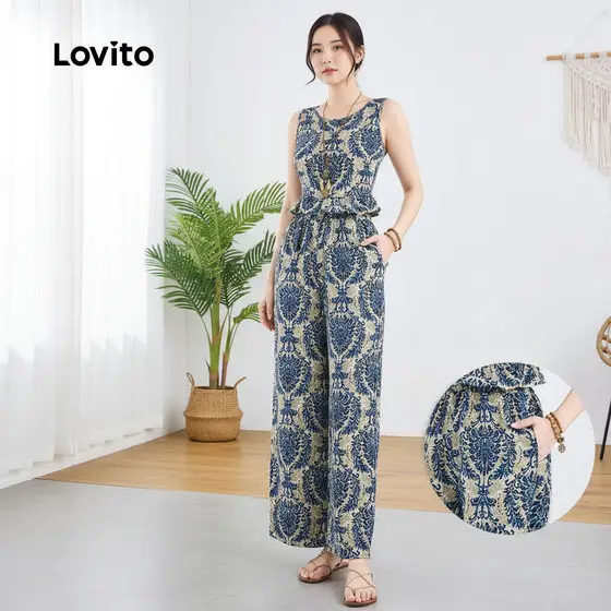 Lovito Camisas Ou Calças Femininas com Babados Estilo Boho para Primavera Verão L137ED063