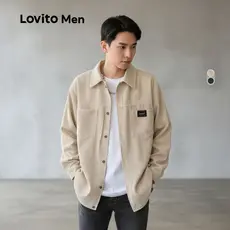 Lovito Jaqueta Masculina Casual Clássica E Versátil Com Bolsos Na Cor Cáqui Ideal Para O Outono/inverno LNE122169