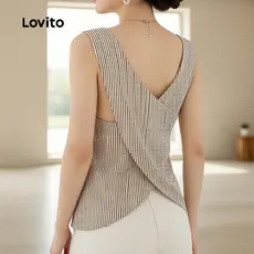 Lovito Top Feminino Casual Sem Mangas para Primavera/Verão Marrom L157ED433
