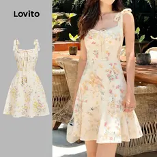 Lovito Vestido Boho com Alças Design Simples Vestido de Lazer para Mulheres Primavera/Verão L185AD694