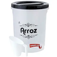 Pote de Arroz 5kg Redondo Nitron Tampa de Rosca Com Dosador Medidor 5,8 Litros