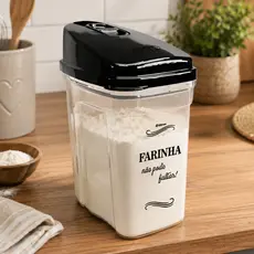 Farinheira com Tampa 836ml Nitron Porta Farinha Pote Dosador Transparente