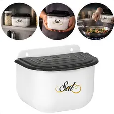 Saleiro Transparente Com Tampa Nitron Porta Sal de Cozinha Prático Organizador Livre De BPA