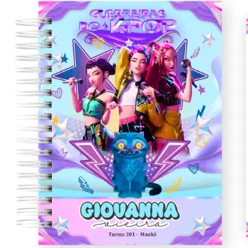 CADERNO – GUERREIRAS K-POP PEQUENO Personalizado 80/100/120 folhas - Volta as aulas 2026