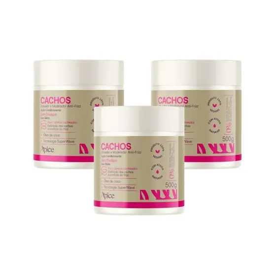 KIT APICE 03 UN ATIVADOR E MODELADOR CACHOS 500G NOVA FRAGÂNCIA