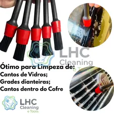 Kit 5 Pincél Limpeza Automotiva e Detalhamentro Automotivo Tamanhos diferentes