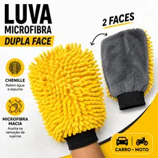Luva Microfibra Limpeza Automotiva Dupla face Detalhamento Automotivo Carro Moto Multiuso 25x16Cm