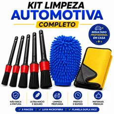 Kit Limpeza Automotiva Completo Pinceis Detalhamento Luva Microfibra Flanela Microfibra