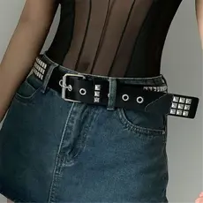 Cinto Com Rebite Punk De 3 Fileiras Cravejado