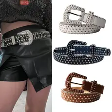 Cinto Feminino Plus Size Tachinha Ilhós Moda Rock Rebite