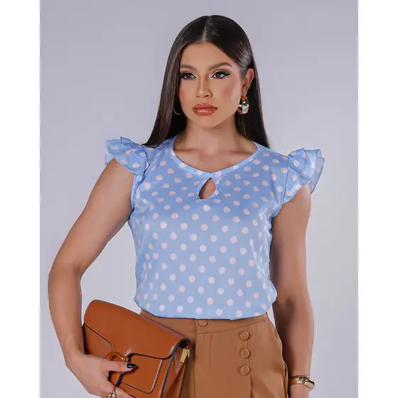 Blusinha Social Manga Curta Estampada