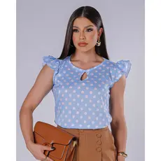 Blusinha Social Manga Curta Estampada