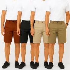 Kit 4 Bermudas Masculina Jeans Sarja Brim Qualidade Premium Zíper Colorida Masculino conjunto