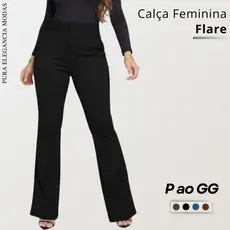 Calça Feminina Flare Social jacquard com cinto confortável e Elegante