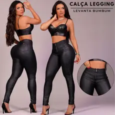 Calça Feminina Legging de Inverno Cirre Pixel Levanta Bumbum Com Ziper Cintura Alta Roupa de Frio