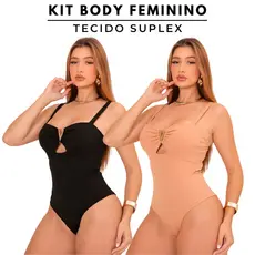 Kit 2 Body Feminino Moda Casual Anarruga Tecido Premium Ajustado ao Corpo
