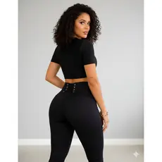 Calça Feminina Modeladora Cintura Alta Legging Inverno Montaria com Ilhós Levanta Bumbum