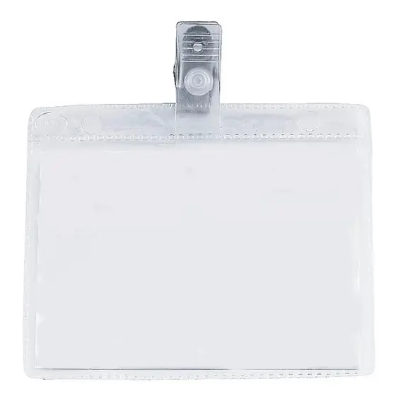 Kit Crachá Com Grampo Porta Identificação Plástico Proteção Clips Presilha Jacare Horizontal