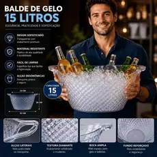 FULL Balde Bebida e Gelo 15 lt Super Promoção Acrílico Resistente Design Moderno Grande Envio Rápido