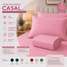 Roupa de Cama Casal 400 Fios Lençol com Elástico e 2 Fronhas Tecido Premium Promoção Entrega Rápida!
